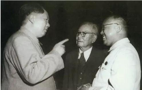 1949年6月，毛泽东与爱国华侨领袖陈嘉庚交谈。