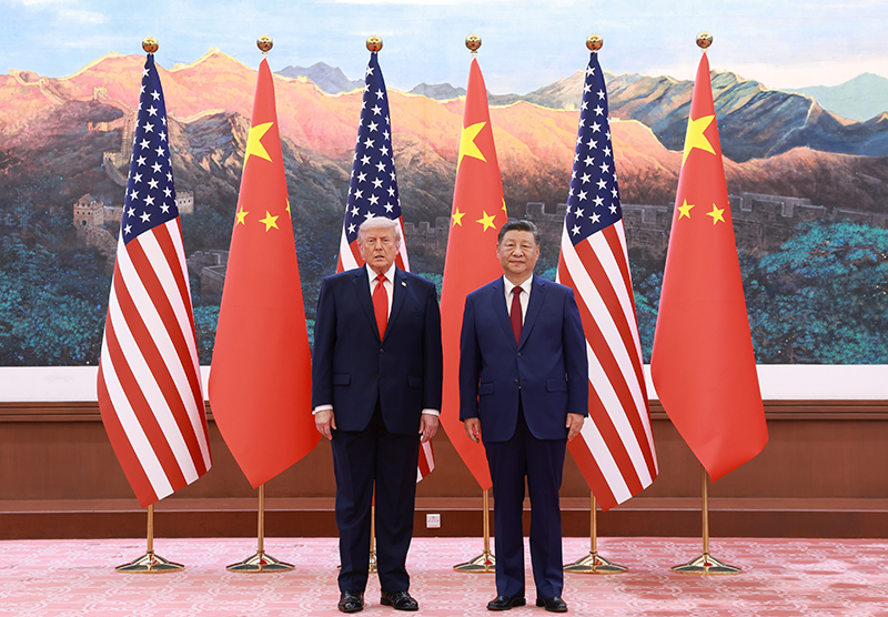 5月14日上午，国家主席习近平在北京人民大会堂同来华进行国事访问的美国总统特朗普举行会谈.
