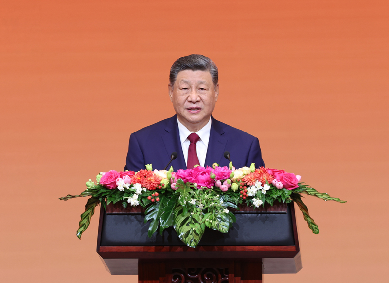 5月14日晚，国家主席习近平在北京人民大会堂举行宴会，欢迎美国总统特朗普访华。这是习近平发表致辞.