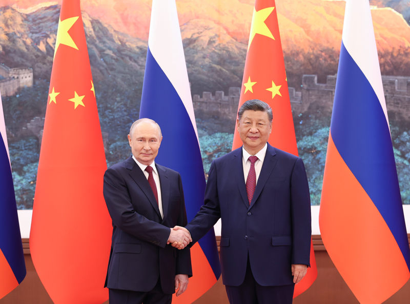 5月20日上午，国家主席习近平在北京人民大会堂同来华进行国事访问的俄罗斯总统普京举行会谈。